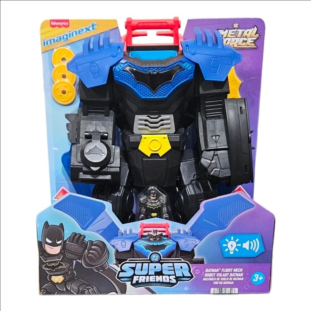 Fisher-Price Imaginext DC Super Friends Batman Flight Mech Robot Metal Force New